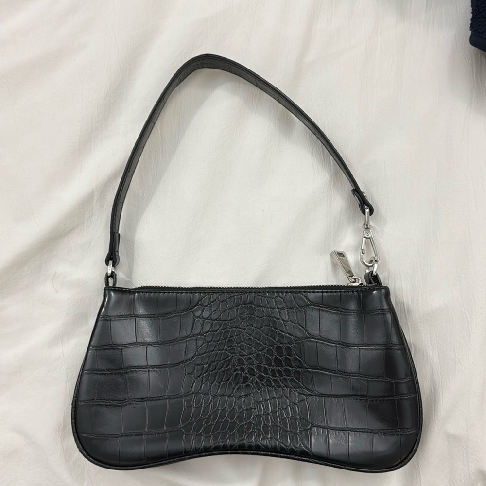 JW Pei Eva Black Croc Shoulder Bag